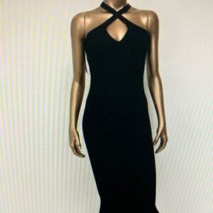 Elegant Black Halter Dress